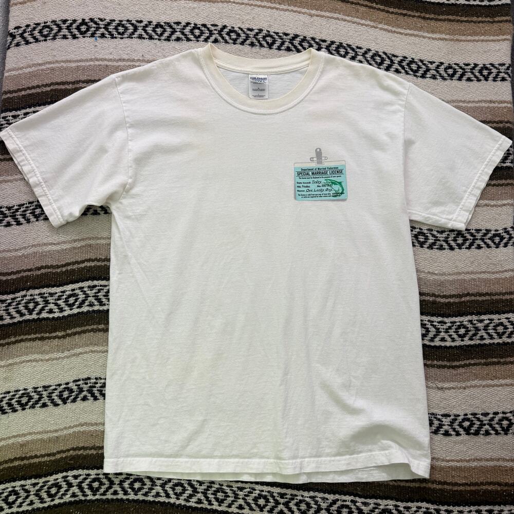Vintage 90's If Only A Marriage Was Like a Fishing License White Shirt Sz Large